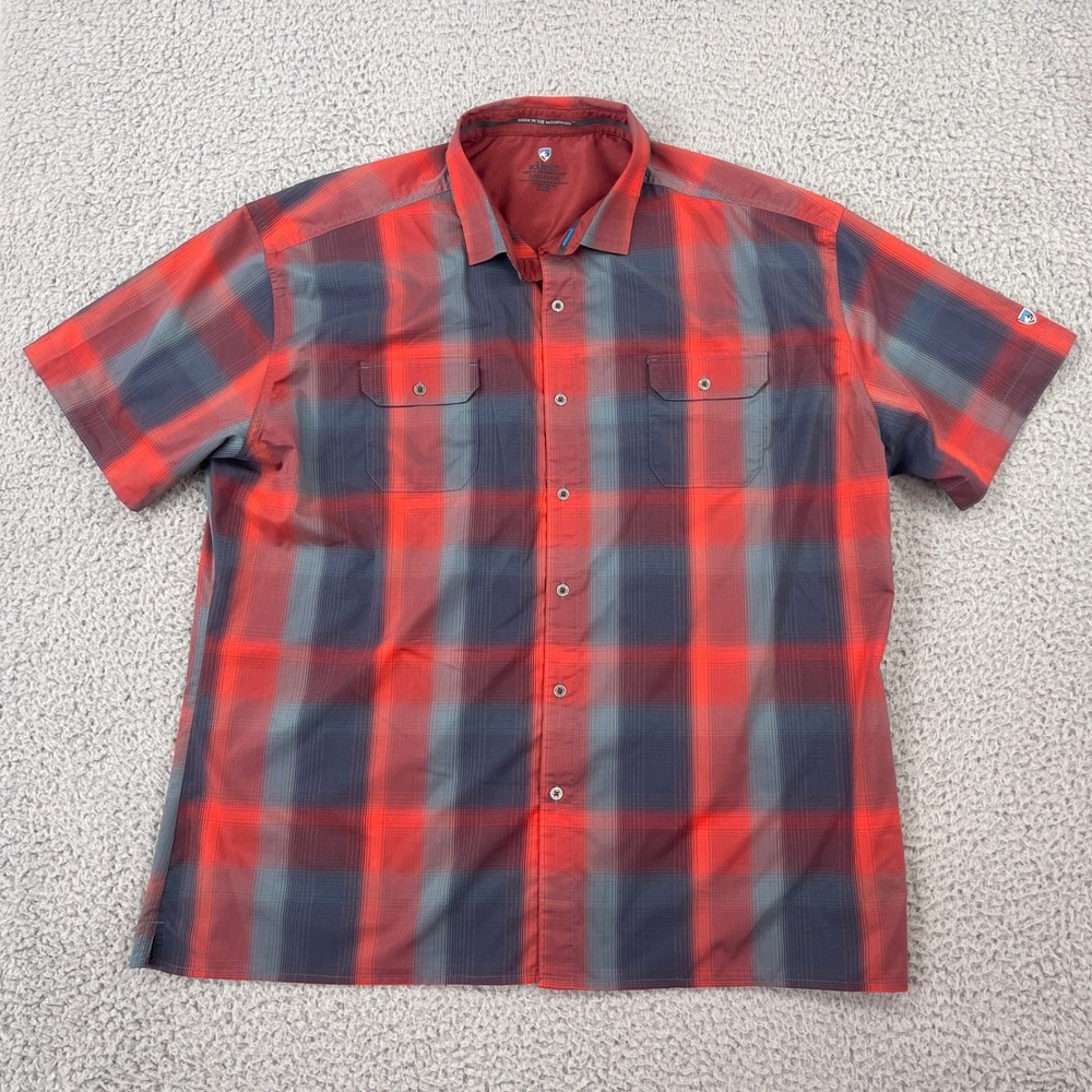 Kuhl Response Shirt Mens XXXLarge Red Plaid Short Sleeve Hiking Outdoor 7452